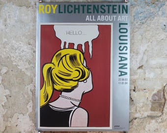 2003 Roy Lichtenstein Poster, "Hello" Cold Shoulder 1963, apprehensive blonde, All About Art, Gallery Exhibition wall art decor