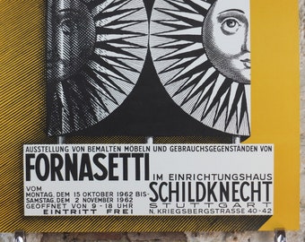 1962 Fornasetti Poster, Sun on Ceramic by Piero Fornasetti in