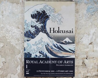 1992 Royal Academy of Arts Poster, Hokusai, The Great Wave off Kanagawa 1831, artist gallery exhibition, wall art decor