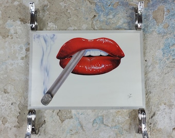 1982 Lucky Strike Poster, Big Red Lips, lots of 80s lipstick, tobacco advertising by Robin, Idealdecor Wizard & Genius, wall art decor