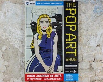 1991 Royal Academy of Arts Poster, Roy Lichtenstein, "I know... Brad" 1963 Pop Art artist gallery exhibition, wall art decor