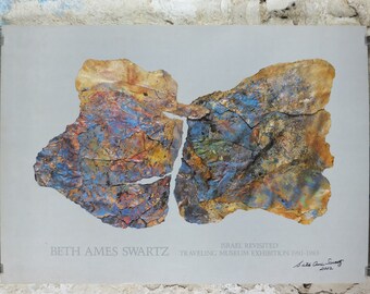 1983 Beth Ames Swartz signed Poster, Israel Revisited, abstract art, travelling museum exhibition, gallery wall art decor