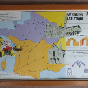 Originale Vintage Rossignol scuola francese poster architettura gotica lutece paris chiesa cattedrale inchiesta 1960 arte murale