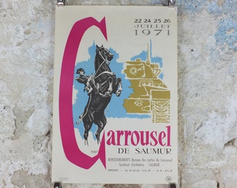 1971 The Carousel of Saumur Poster, Military Equestrian Show in the Saumur Loire Valley, France, Equestrian, wall art decor
