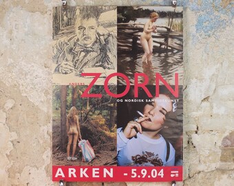 2004 Anders Zorn Poster, og nordisk samkidskunst Arken Copenhagen, Nordic Contemperory Modern Art, artist gallery exhibition, wall art decor