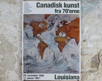 1980 Paterson Ewen Poster, Ocean Currents 1977, Louisiana, Phenomscapes, Plywood Expressionism, gallery exhibition, wall art decor