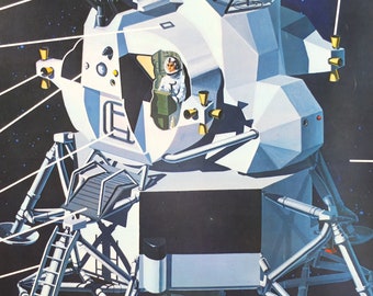 1969年NASAアポロ月着陸船ポスター、月面着陸、アポロ計画、ISS研究室