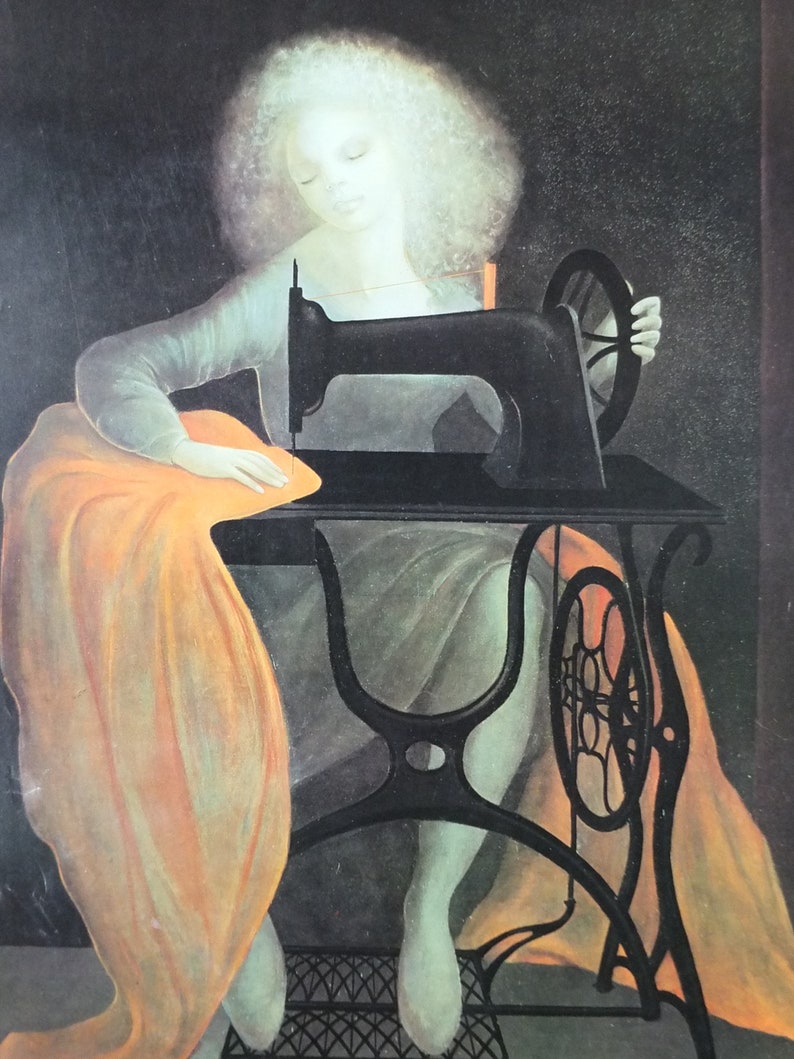 1978 Affiche Leonor Fini, Machine à coudre, Galerie surréaliste La Machine à Coudre exposition, décor dart mural image 9