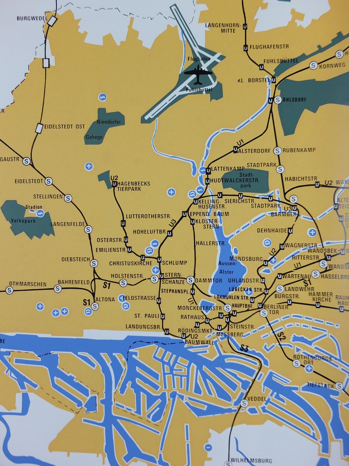1968 Hamburg Rail Map Double Sheet Poster Hamburger Bahnplan | Etsy