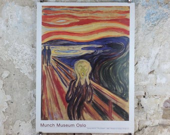 2000 Edvard Munch Poster, The Scream 1893, Skrik Munch Museet, Norway, Expressionism, Symbolism, gallery exhibition, wall art decor
