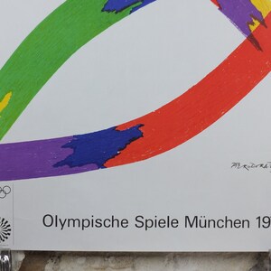 1972 Munich Olympics Poster, Piero Dorazio, Coloured Ribbons, sport, Olympische Spiele Munchen, wall art decor image 4