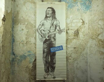 Bob Marley Poster, 1982 March for Peace in Paris, by Birga, Marche pour la Paix, Peace and Love, musical wall art