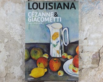 2008 Paul Cezanne Poster, Milk jug and fruit on a table 1890, Impressionism, Post-Impressionism, Cubism, gallery exhibition, wall art decor