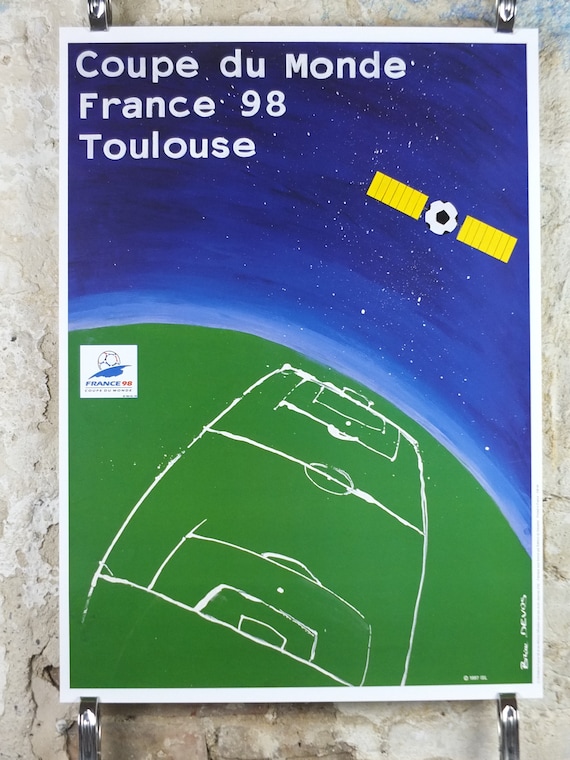 ワールドカップ 98 フランス大会 公式ポスター。額縁入り 1998 ワールドカップ ポスター、トゥールーズ フランス 98、Coupe du