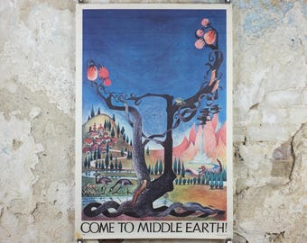 1969 Come to Middle Earth Poster, Lord of the Rings, by Barbara Remington BRem, J.R.R. Tolkien, Ballantine fantasy fiction wall art decor