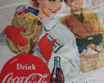 コカ・コーラ - 1955 &amp; 1956 Coca-Cola framed poster ad Vintage Coca Cola Coke Ad July 1956 National Geographic | eBay