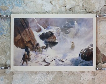 Signed 1982 Caradhras Poster, from the Tolkien Society, by Paul Raymond Gregory, Misty Mountains, Lord of the Rings, Moria, wall art decor