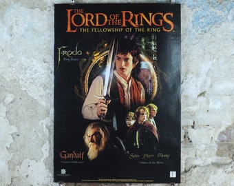 2002 The Lord of the Rings Poster, Hobbits and Wizards, New Line Fellowship of the Ring, J.R.R. Tolkien, fantasy wall art decor