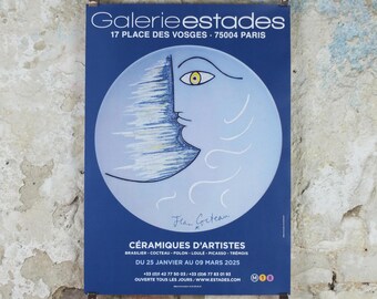 2025 Jean Cocteau Poster, L'Aube  - The Dawn, Ceramics Place de Vosges Paris, surrealist avant-garde Dada, gallery exhibition wall art decor