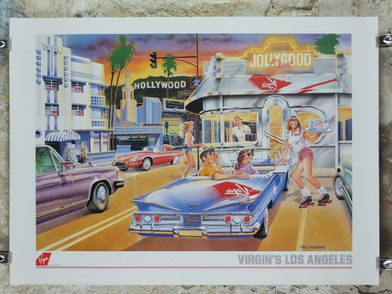 1990s Virgin Atlantic Los Angeles Poster, by Paul Simmons