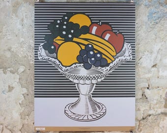 2002 Roy Lichtenstein Poster, "Still Life with Crystal Bowl" 1973, Whitney Museum American Art, Gallery Exhibition wall art decor