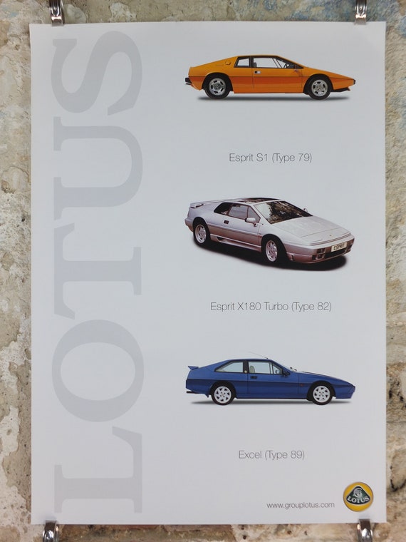 2000s Lotus Poster, Showing Sports Cars Esprit S1, Esprit X80