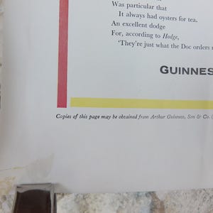 1961 Guinness kattaffisch, Ett symposium om katter, Guinness husdjurssida, av Gerard Hoffnung, reklam för irländsk stoutöl, väggdekor bild 10