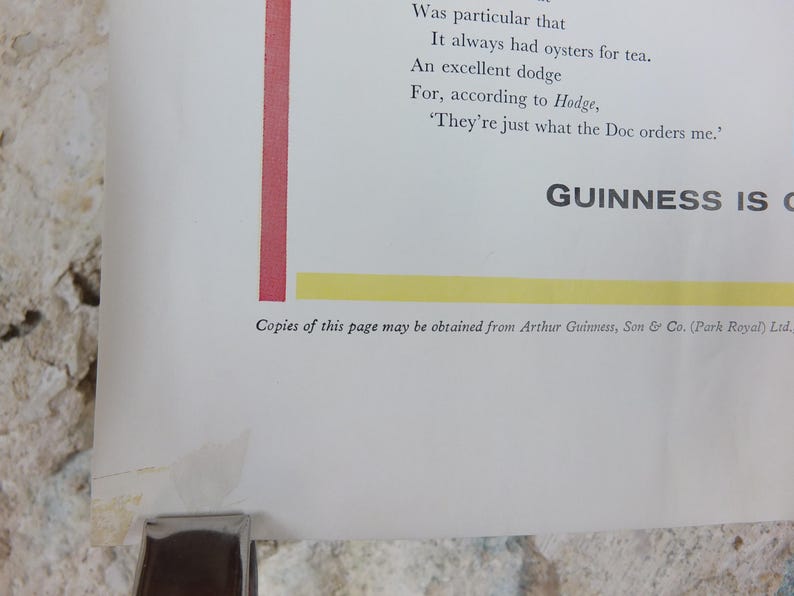 1961 Guinness kattaffisch, Ett symposium om katter, Guinness husdjurssida, av Gerard Hoffnung, reklam för irländsk stoutöl, väggdekor bild 10