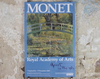1990 Royal Academy of Arts Poster, Claude Monet, "The Water Lily Pond" Japanese Bridge 1899 Impression gallery exhibition, wall art decor