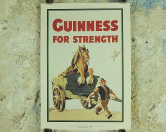 Guinness For Strength Poster, by John Gilroy 1949, Gilroy's favourite poster, Advertising campaign Wall art retro 1990s