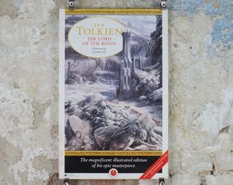 1992 Vintage Tolkien Centenary Lord of the Rings Poster, The Black Gate, Alan Lee, Harper Collins, illustration print wall art decor