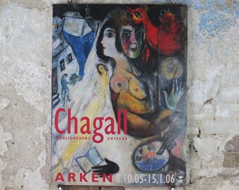 2005 Marc Chagall Poster, Le Gant Noir 1948, The Black Glove, Arken Cophenhagen, Cubism Expressionism, gallery exhibition, wall art decor