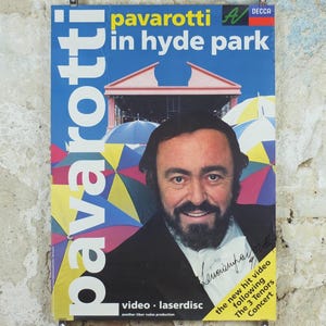 1991 Signed Pavarotti in the Park Poster, Hyde Park London, Luciano Pavarotti, classical concert opera music, wall art decor