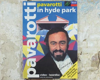 1991 Signed Pavarotti in the Park Poster, Hyde Park London, Luciano Pavarotti, classical concert opera music, wall art decor