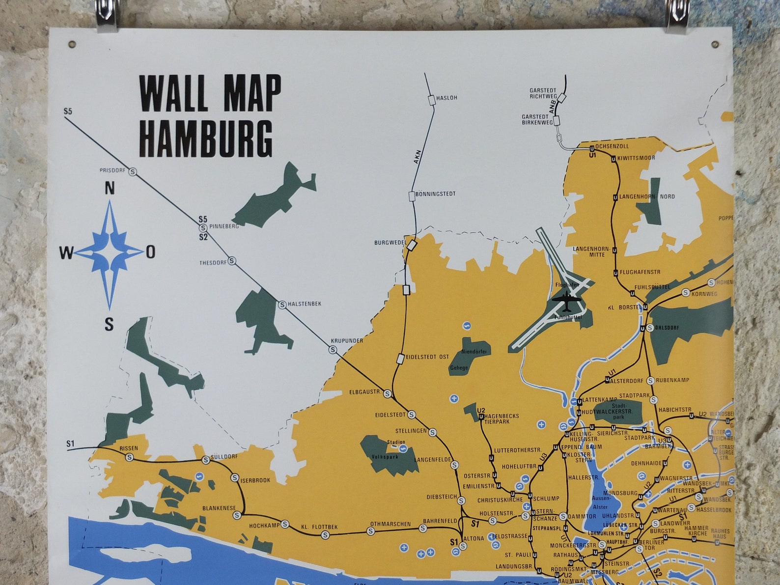 1968 Hamburg Rail Map Double Sheet Poster Hamburger Bahnplan | Etsy