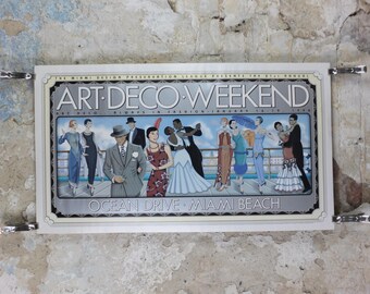 1998 Miami Beach Art Deco Weekend Poster, Ocean Drive, Miami Beach, by Hiram Henriquez, Art Deco Nouveau, wall art decor
