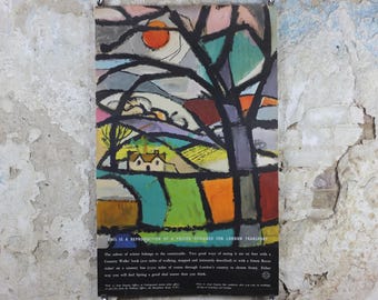 1965 London Country Walks Poster, London Underground, Winter in the Countryside, by Harry Stevens, The Tube, travel history, wall art decor