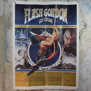 1980 Flash Gordon Poster, with Ming the Merciless, Science fiction Fantasy, Original French Grande size, wall art cinema film memorabilia
