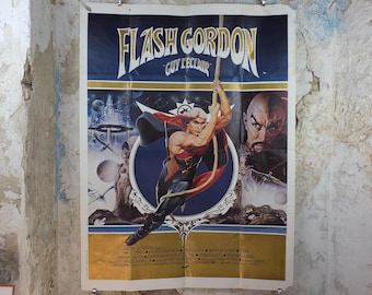 1980 Flash Gordon Poster, with Ming the Merciless, Science fiction Fantasy, Original French Grande size, wall art cinema film memorabilia
