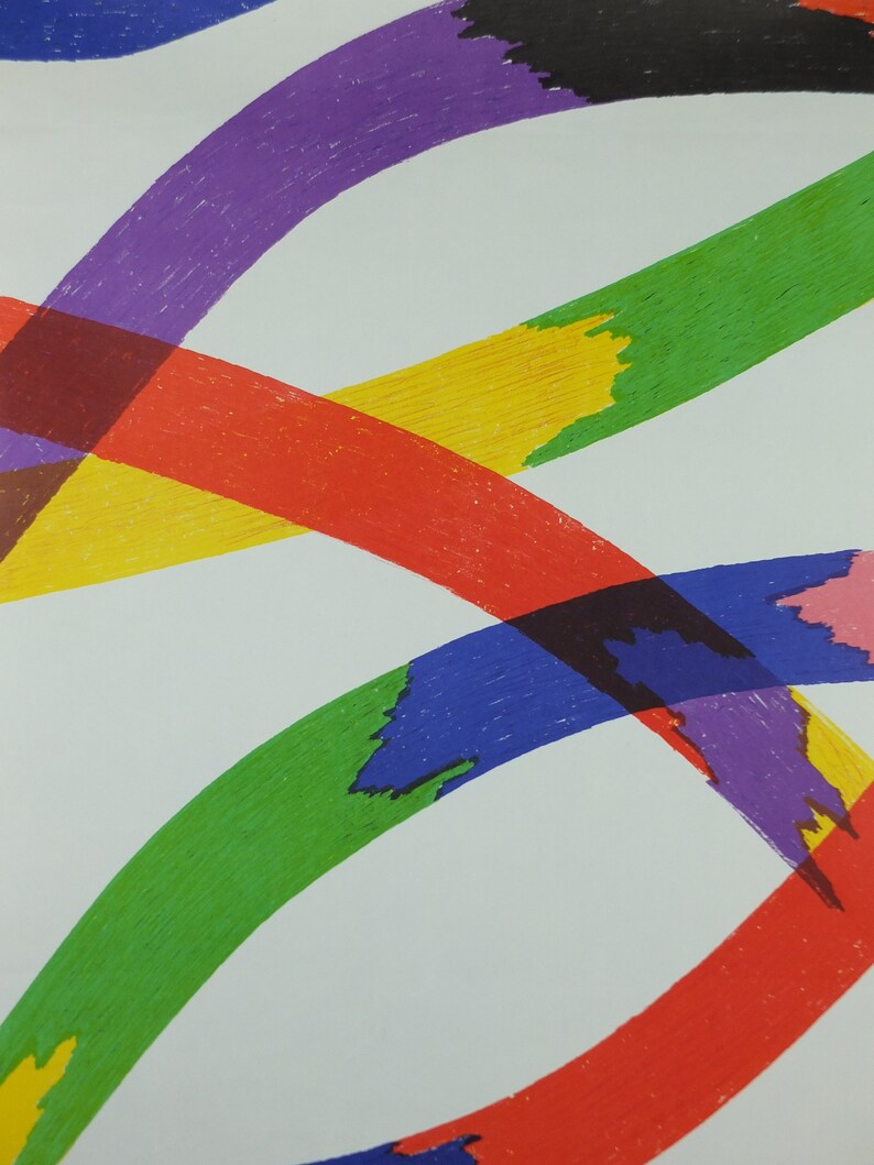 1972 Munich Olympics Poster, Piero Dorazio, Coloured Ribbons, sport, Olympische Spiele Munchen, wall art decor image 5