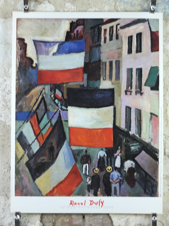 1988 Raoul Dufy Poster, La Rue Pavoisee 1906, Fauvism, Cubism and