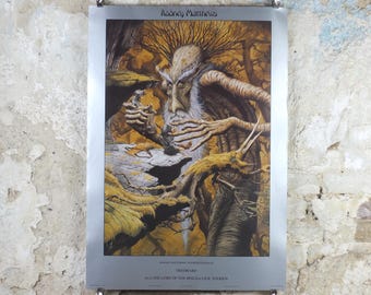 1993 Lord of the Rings Poster, Treebeard with Merry and Pippen, Hobbits & Ents, JRR Tolkien by Rodney Matthews, Middle Earth, wall art decor