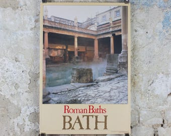 1970s Bath Travel Poster, Roman Baths, Tourist Information Centre, Avon, Somerset, England, United Kingdom, travel wall art decor