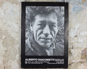 1985 Alberto Giacometti Poster, Self Portrait, Photography, Surrealism, Cubism and Expressionism, gallery exhibition, wall art decor