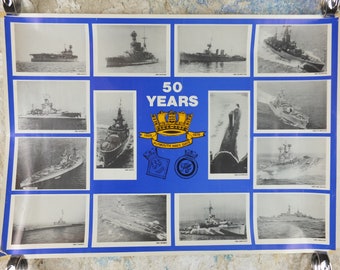 1978 Royal Navy British Portsmouth Poster, 1928-1978, 50 years of Plymouth Navy Days, print wall art 1970s