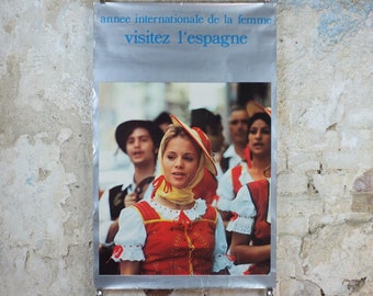 1975 International Womens Year Poster, Tenerife Spain, annee internationale de la femme, United Nations, feminist wall art decor