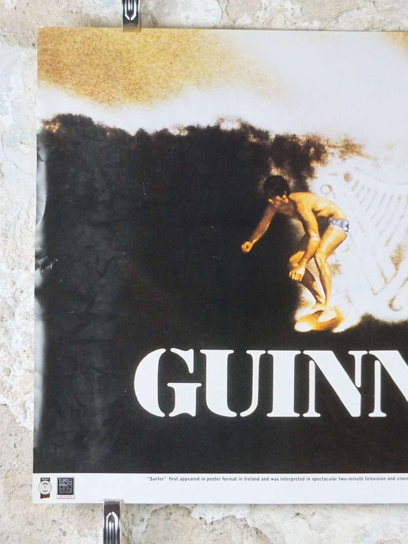 2001 Vintage Guinness-affisch, Surfer, Guinness Wave, reklam för irländsk stoutöl, väggkonst retrodekor bild 2