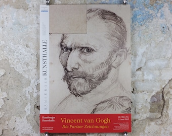 2002 Vincent Van Gogh Poster, "The Paris Drawings"  at the Hamburg Art Museum, Post-Impressionism gallery exhibition, wall art decor