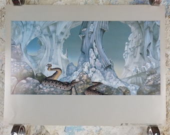 1974 Relayer Poster, by Roger Dean, From Paper Tiger and Dragon's World, RDF 03, fantasy wall art decor