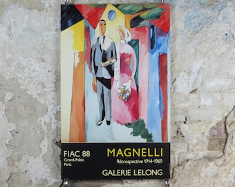 1988 Alberto Magnelli Poster, Les jeunes mariés, the married couple 1914, Abstract Expressionism, gallery exhibition wall art decor